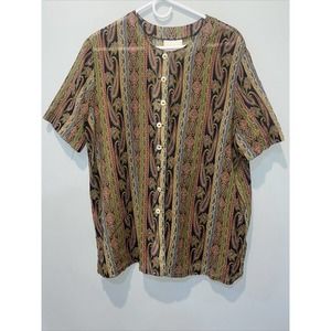Geiger Collection Austria Womens Sheer Shirt Sz 44 Paisley Print Vintage